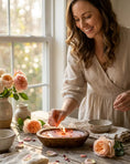 Load image into Gallery viewer, Fresh Rose Candle in Hand-carved Bowl | Organic Soy Candle
