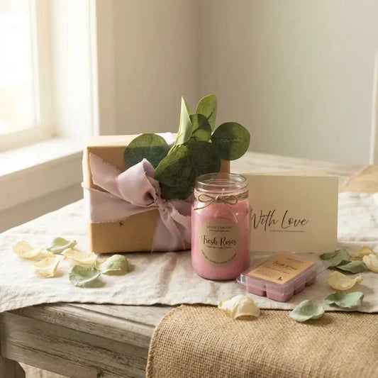 Mother’s Day Candle Gift Set for Mom | Rose Soy Candle & Wax Melts Bundle Luxxe Candles