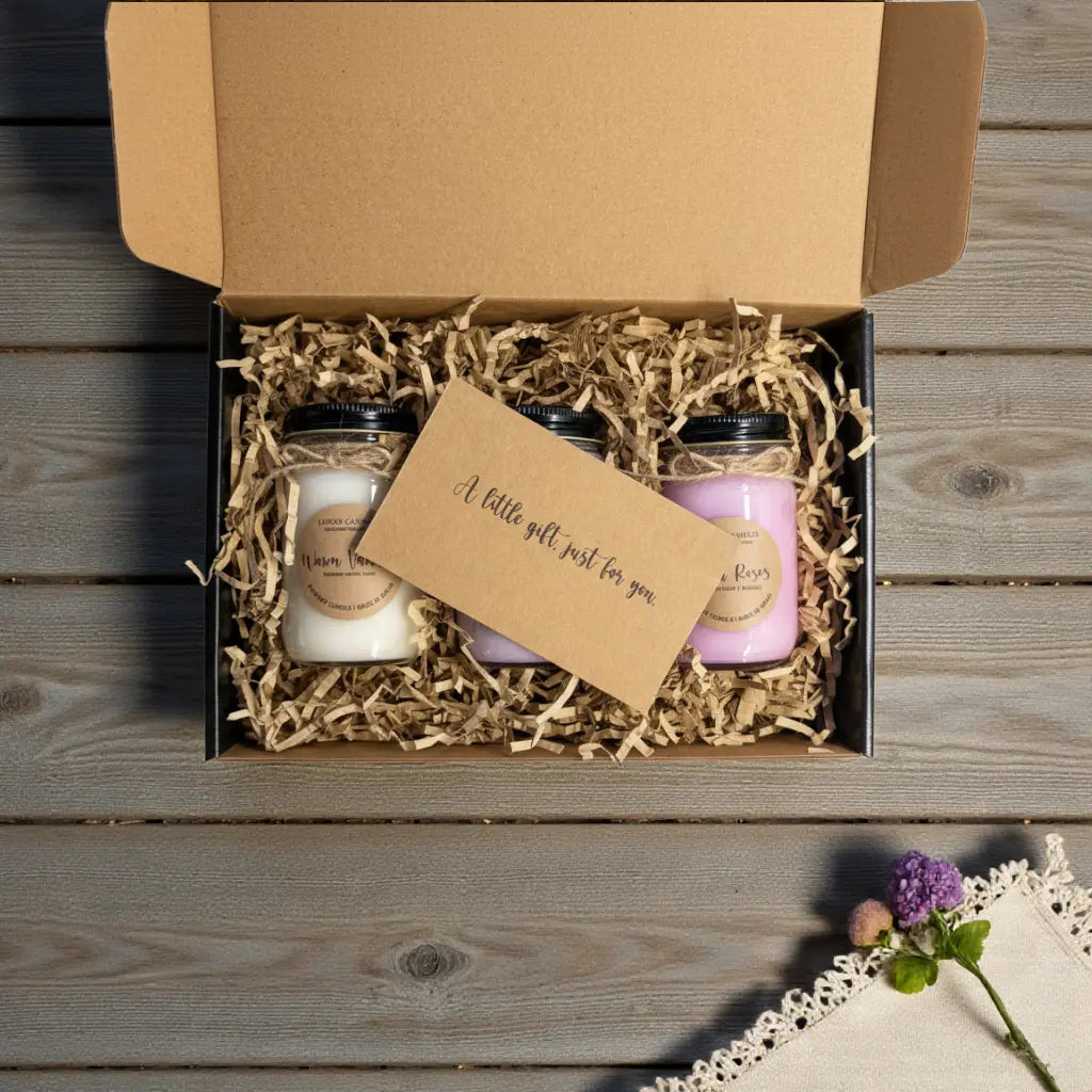 Top Scents Soy Candle Gift Box | Fresh Rose, Lavender Fields & Warm Vanilla