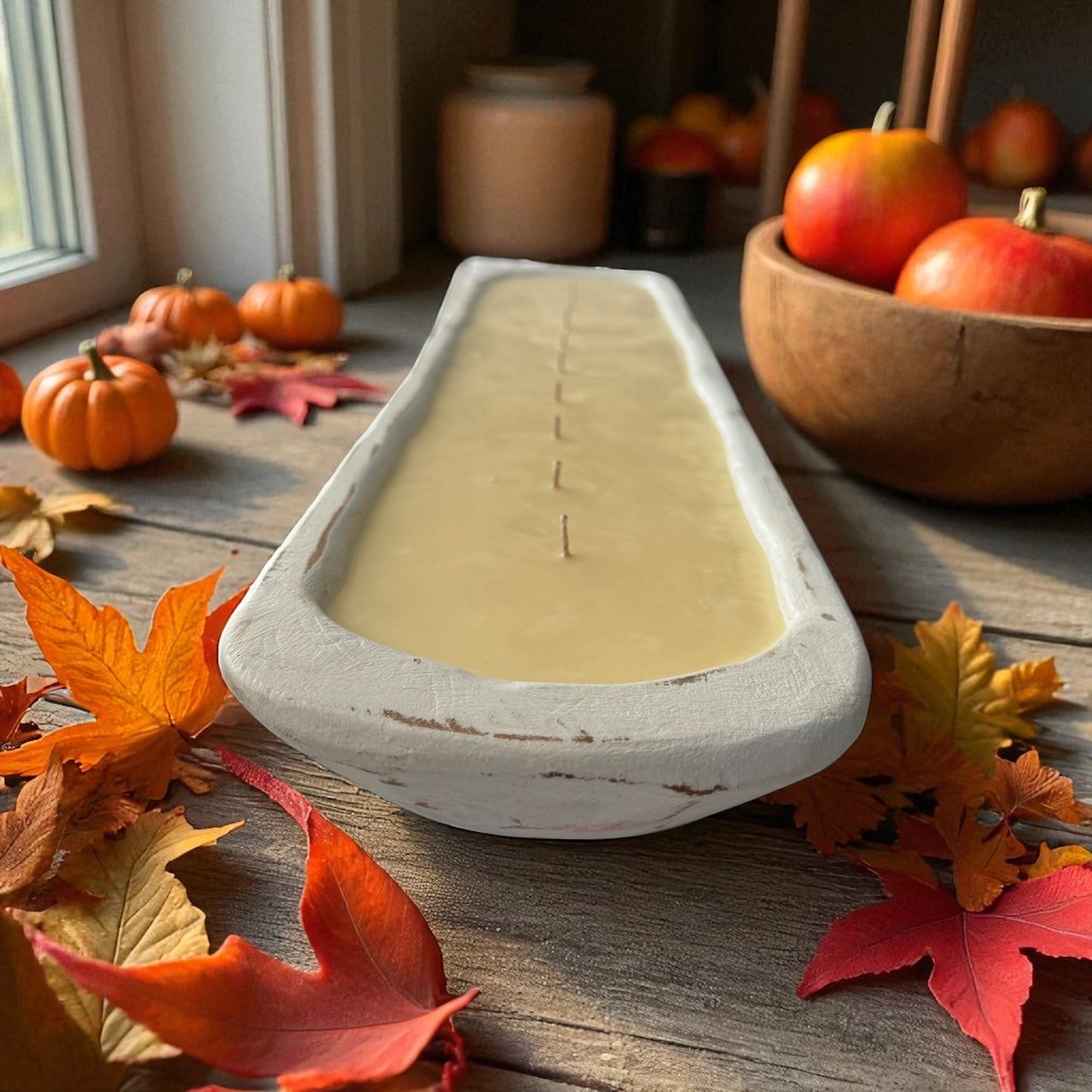 Pumpkin Spice Candle for Fall in Hand-Carved Bowl | Organic Soy Candle