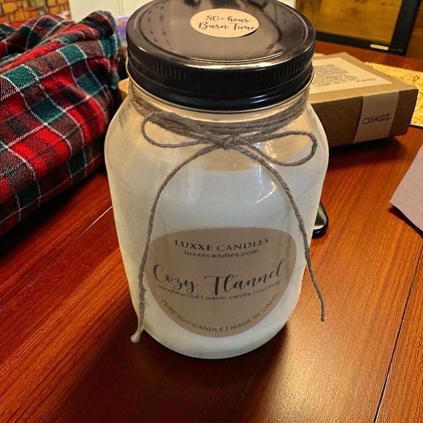 Cozy Flannel Jar Candle | Organic Soy Candle