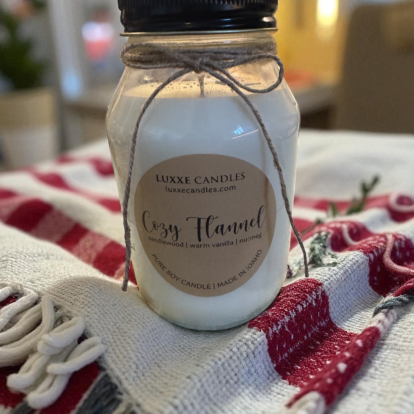 Cozy Flannel Jar Candle | Organic Soy Candle