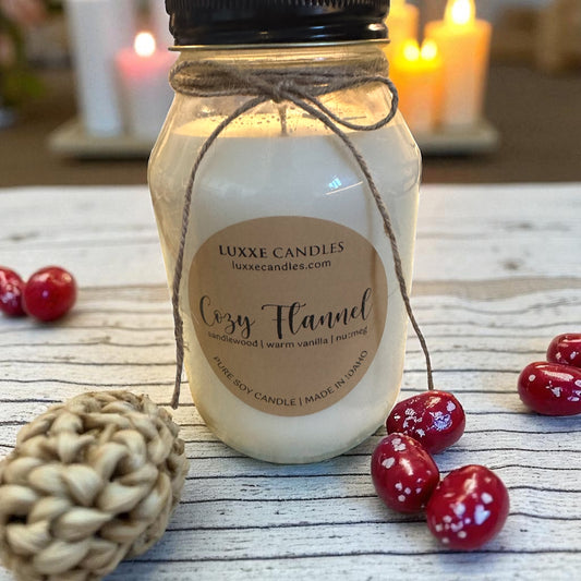 Cozy Flannel Jar Candle | Organic Soy Candle