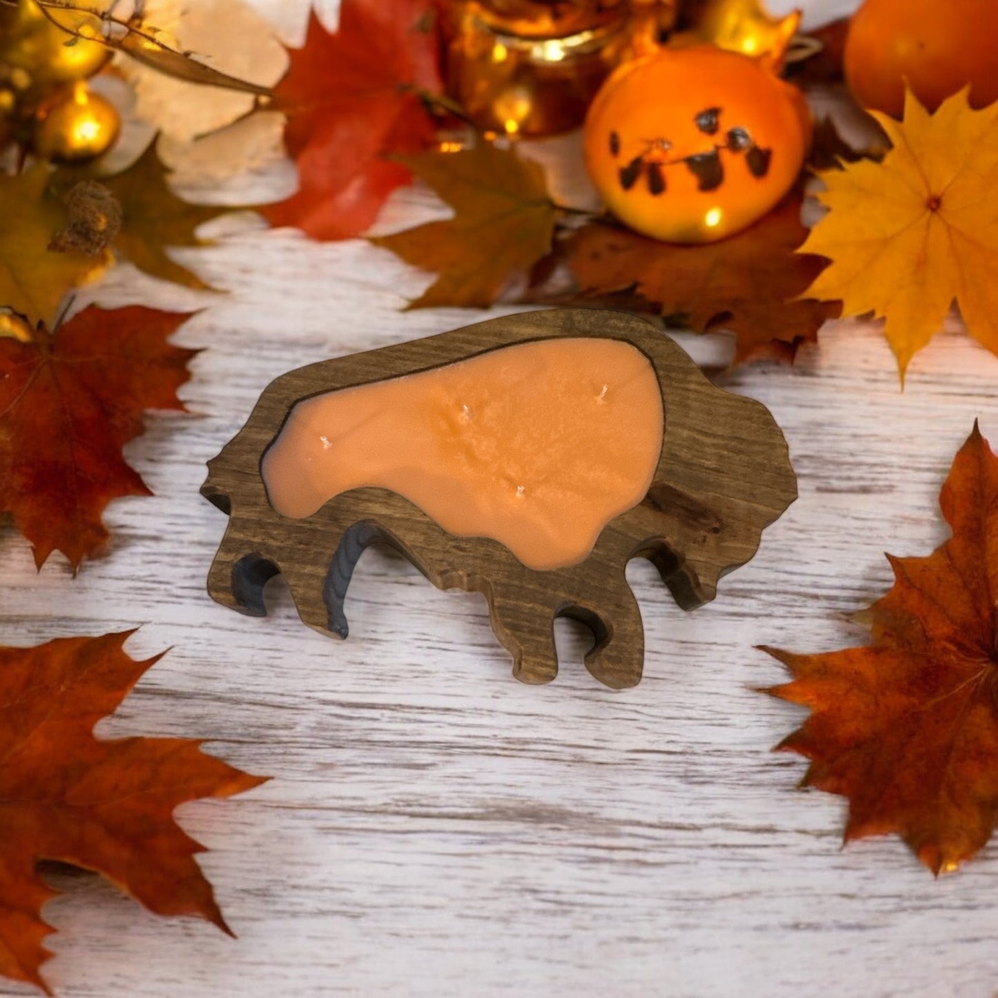Bison or Buffalo Candle in Hand-Carved Bowl | Organic Soy Candle