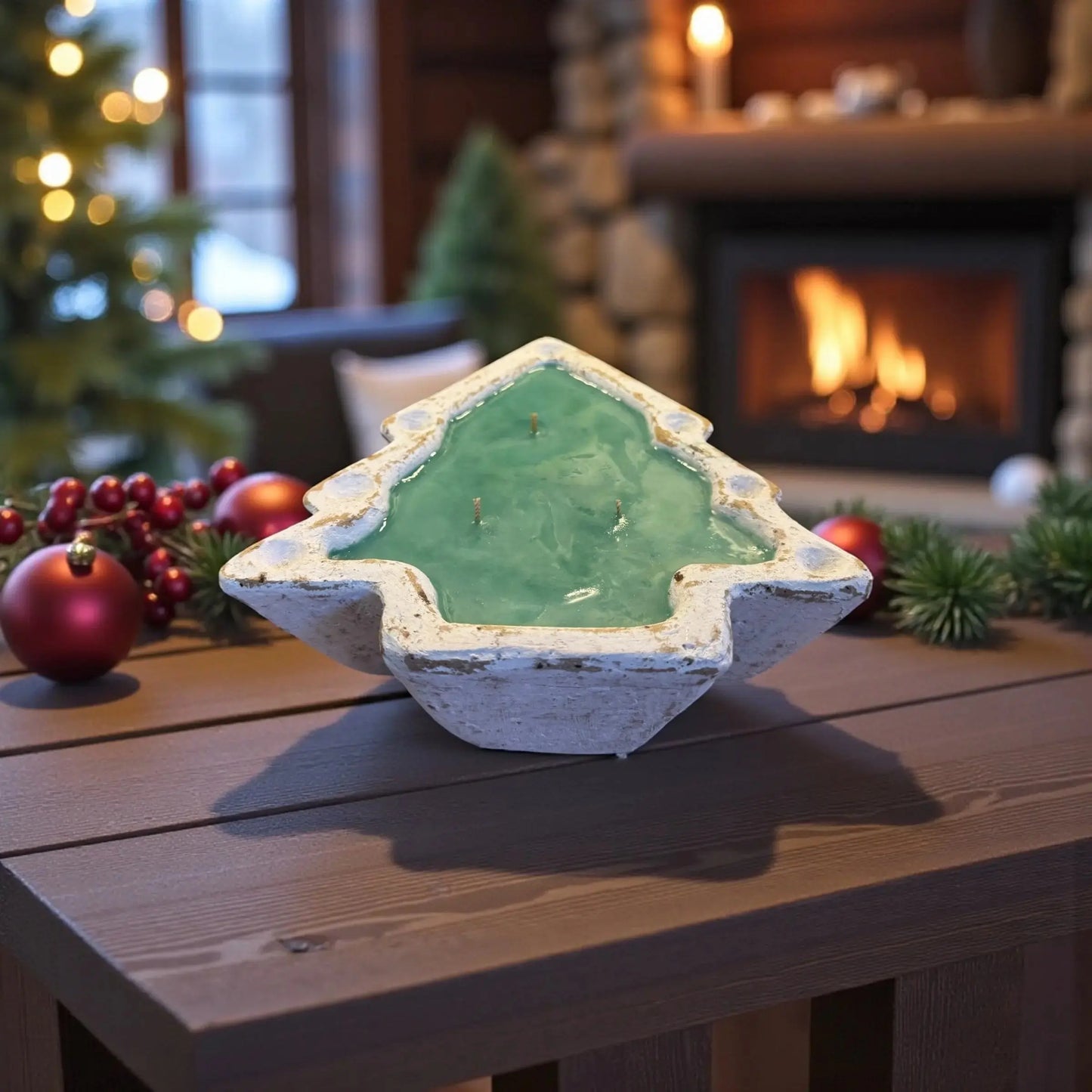 Christmas Tree Candle in Farmhouse Ceramic Bowl Luxxe Candles