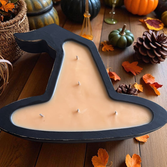 Witch Halloween Candle in Hand-Carved Bowl | Organic Soy Candle