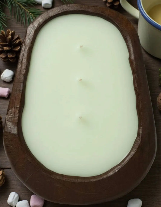 Alpine Stroll Candle in Hand-carved Bowl | Organic Soy Candle