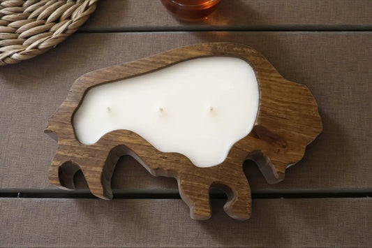 Bison or Buffalo Candle in Hand-Carved Bowl | Organic Soy Candle My Store