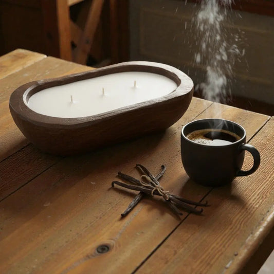 Candle in Hand-carved Bowl | Organic Soy Candle Luxxe Candles