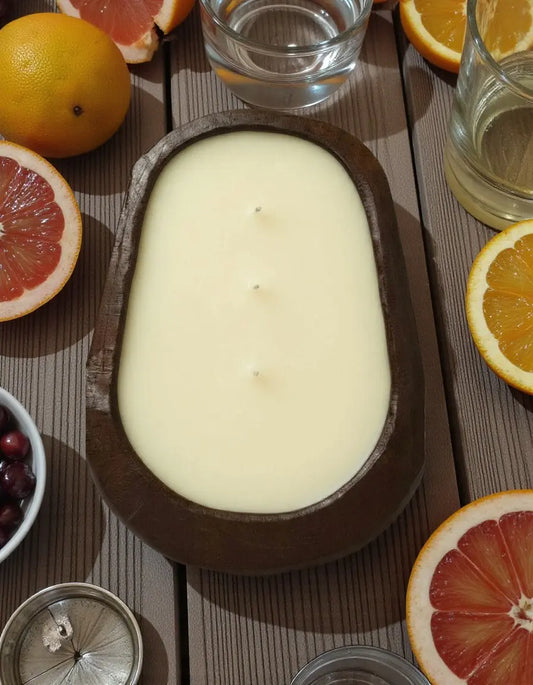 Citrus Splash Candle in Hand-carved Bowl | Organic Soy Candle