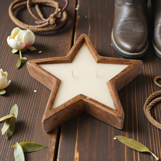 Star Patriotic Citronella Candle | Organic Soy Wax Wood Bowl